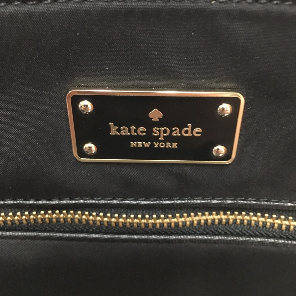 Kate Spade Medium Nylon Crossbody Handbag Black Gold Classic Preppy - Picture 3 of 16